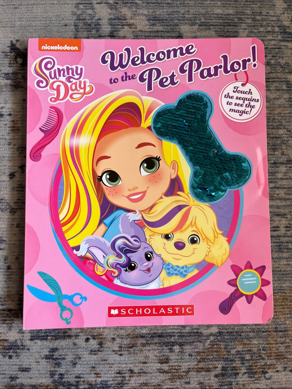 Interactive Sunny Day Welcome to the Pet Parlor! Sequin Kid's Board Book - Pink